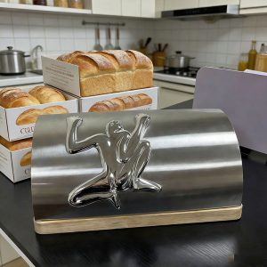 2026 Cross Border Stainless Steel Storage Box Toast Bread Storage Box Flip Flip Kitchen Desktop Dustproof Bread Box