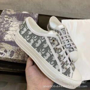 High Version Letter Embroidered Canvas Shoes Women's Height Increasing Thick-soled Lace-up All-match Casual Shoes Old Flower Low-top Lace-up Sneakers