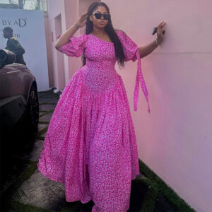 Europe and the United States cross-border women's clothing 2025 summer new fresh sweet oblique collar lace-up thin floral long dress