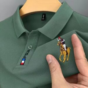 New summer loose-fitting men's short-sleeved t-shirt, high-end embroidered collared polo shirt, stylish men's T-shirt, trendy on Instagram.