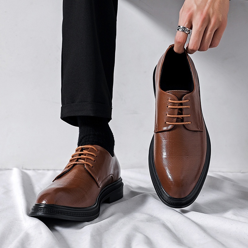 Business Formal Wear British Commuter Leather Black Leather Shoes - Image 4