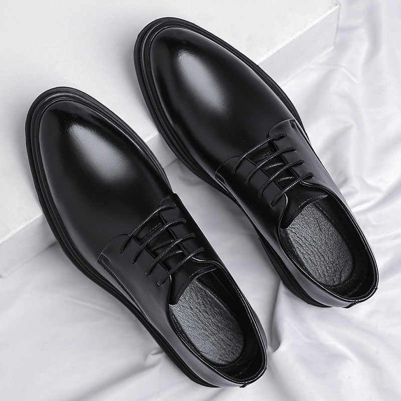 Business Formal Wear British Commuter Leather Black Leather Shoes - Image 6