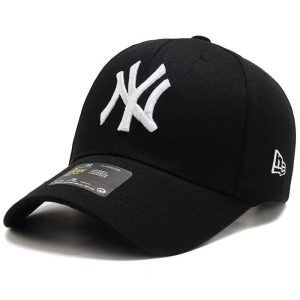 New cross-border NY baseball cap with large logo, Korean style hat, hard top, unisex sun hat, sun protection hat, fashionable and trendy.
