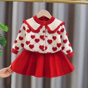 2025 Autumn New Korean Style Heart-Shaped Two-Piece Girls' Sweater