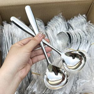 Stainless steel soup spoon, adult style, thickened long handle,