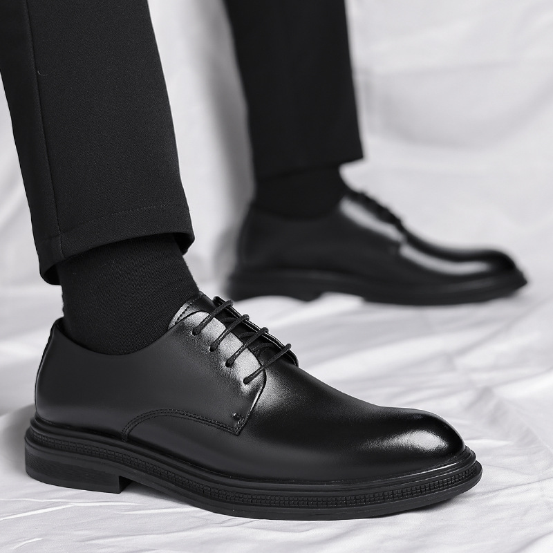 Business Formal Wear British Commuter Leather Black Leather Shoes - Image 7